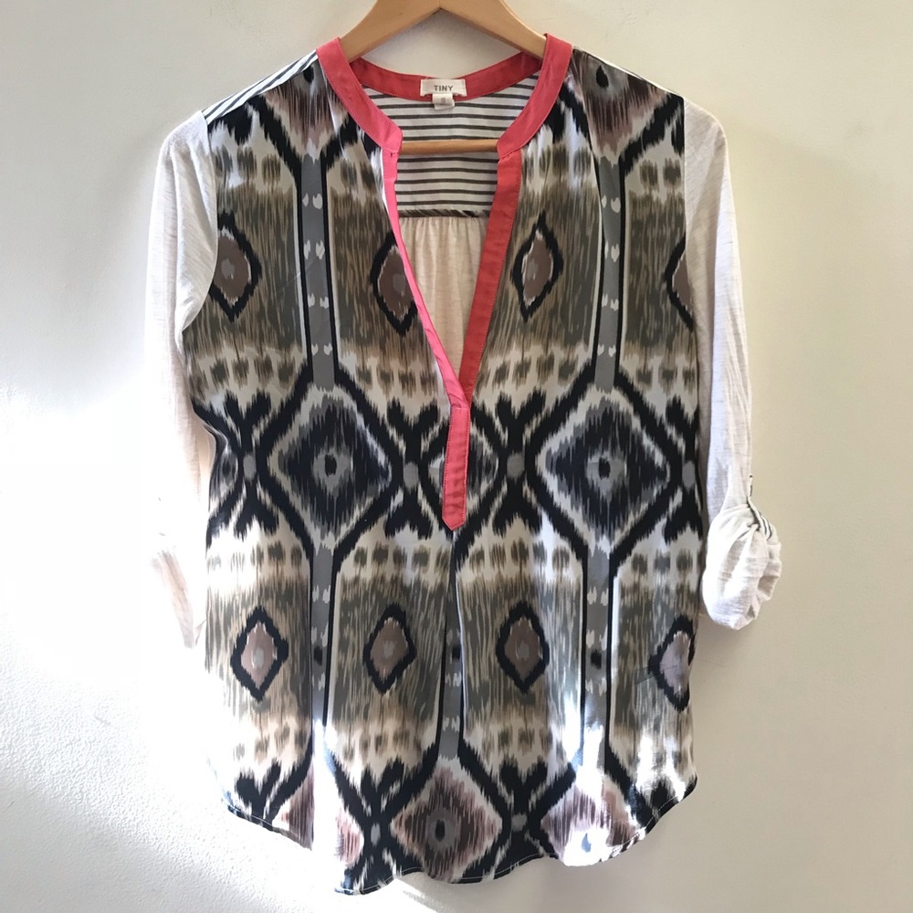 Anthropologie TINY ikat v neck top small - Picture 1 of 4